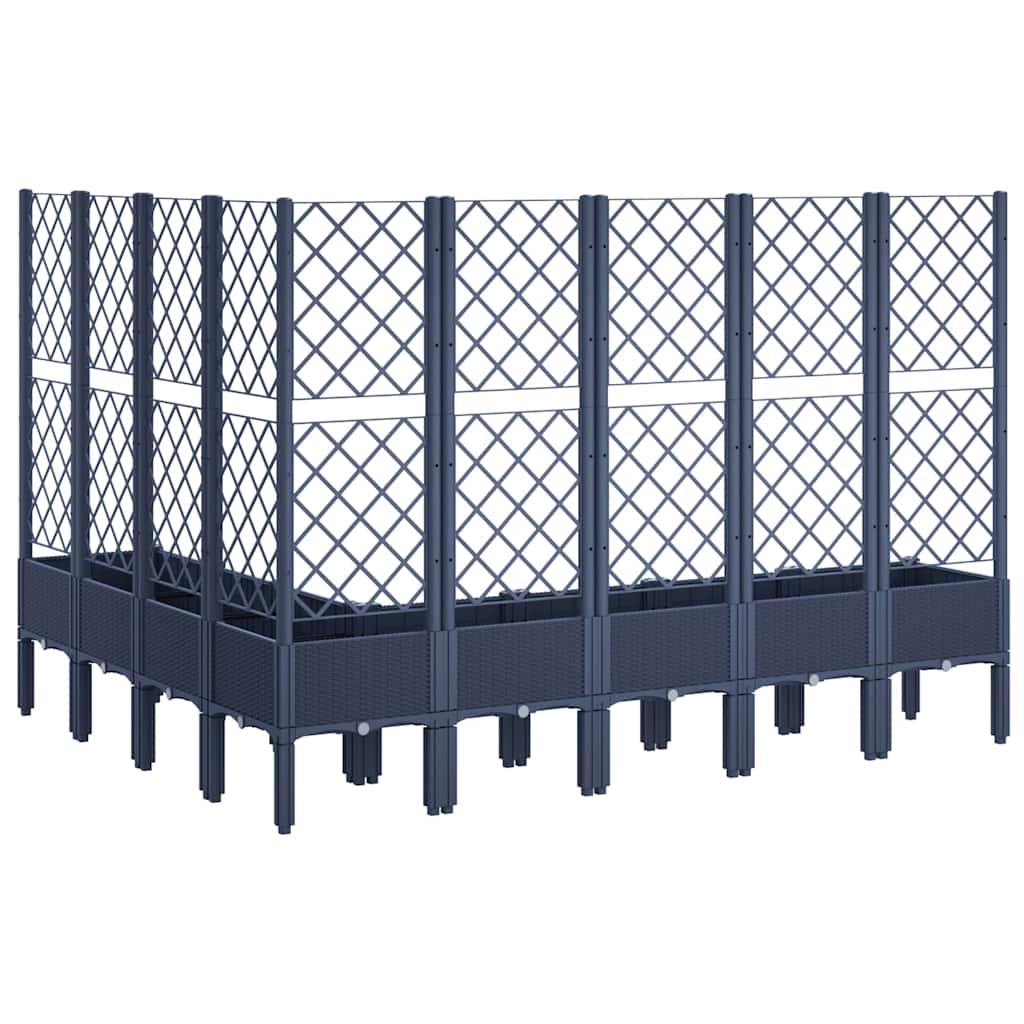 Vaso/floreira de jardim c/ treliça 200x160x142 cm PP cinzento azul