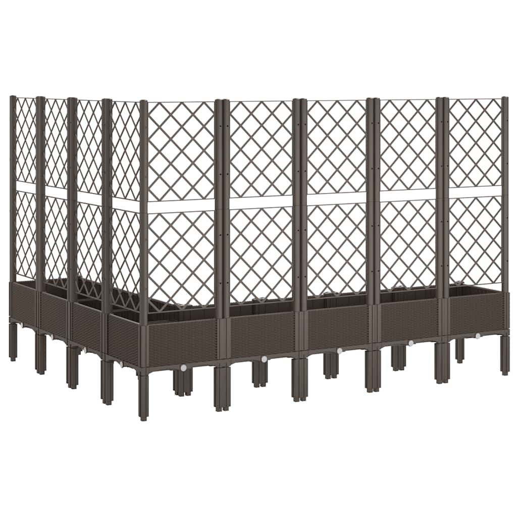 Vaso/floreira de jardim c/ treliça 200x160x142 cm PP castanho