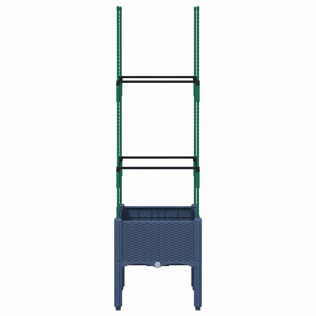 Vaso/floreira de jardim c/ treliça 40x40x142,5 cm PP cinzento azul