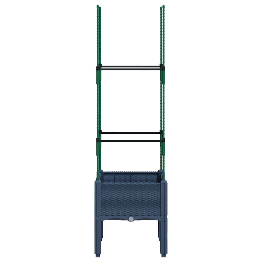Vaso/floreira de jardim c/ treliça 40x40x142,5 cm PP cinzento azul