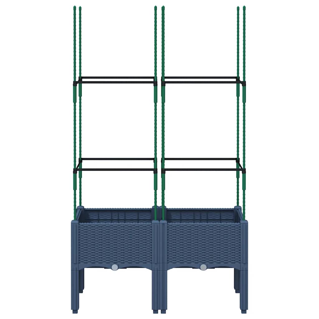 Vaso/floreira de jardim c/ treliça 80x40x142,5 cm PP cinzento azul