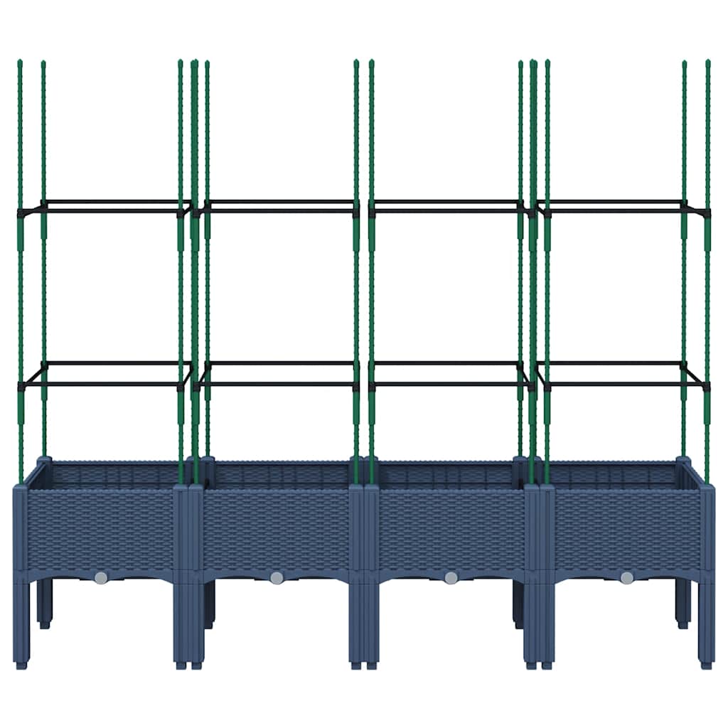 Vaso/floreira de jardim c/ treliça 160x40x142,5 cm PP cinzento azul