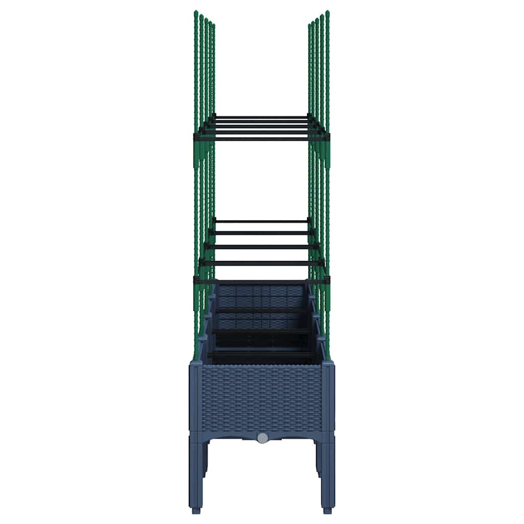 Vaso/floreira de jardim c/ treliça 160x40x142,5 cm PP cinzento azul