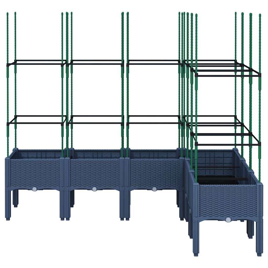 Vaso/floreira de jardim c/ treliça 160x120x142,5 cm PP cinzento azul