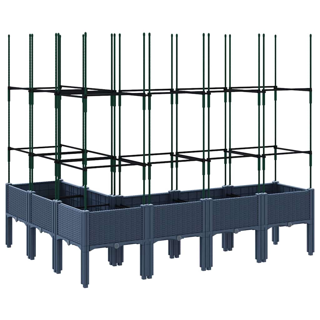 Vaso/floreira de jardim c/ treliça 160x120x142,5 cm PP cinzento azul