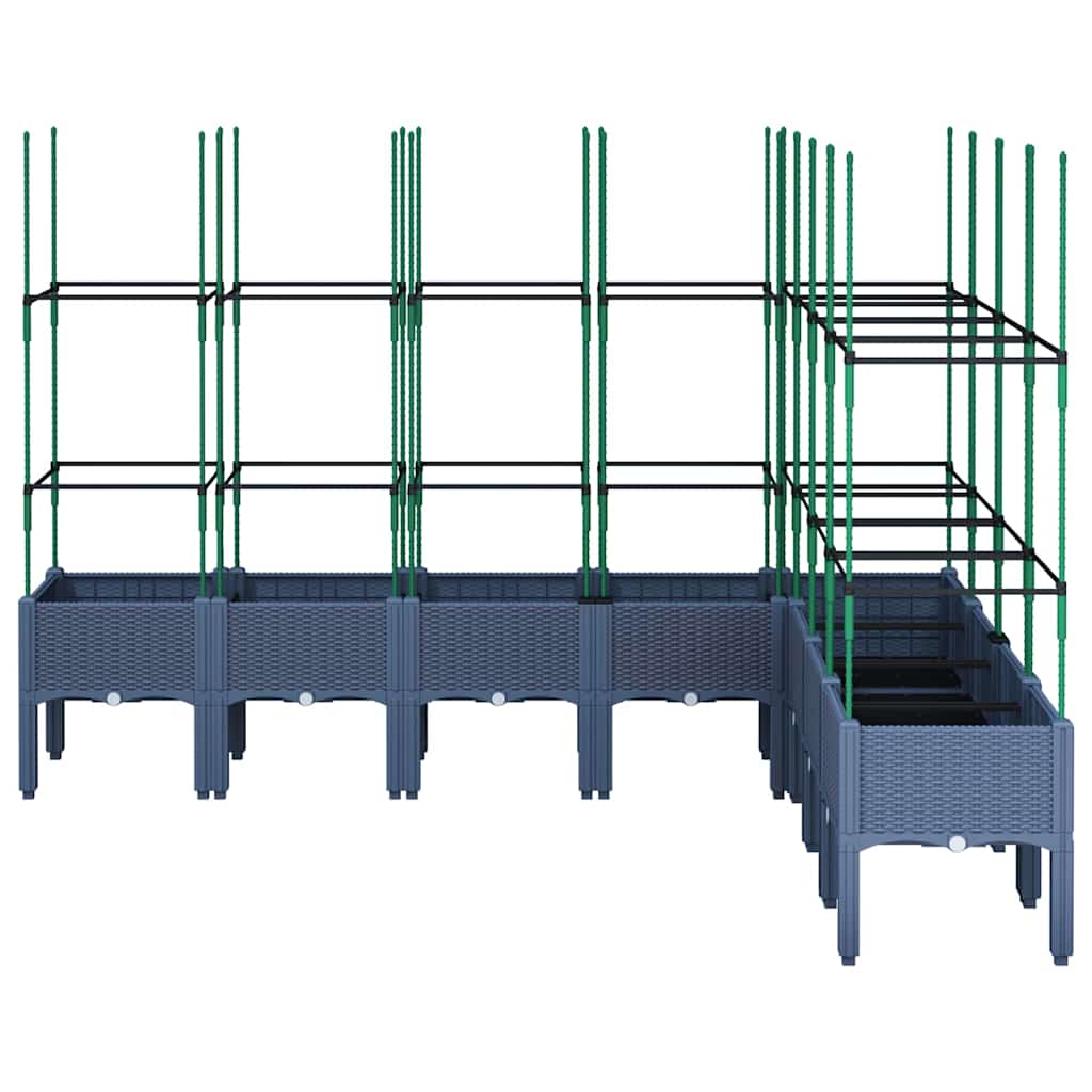 Vaso/floreira de jardim c/ treliça 200x160x142,5 cm PP cinzento azul