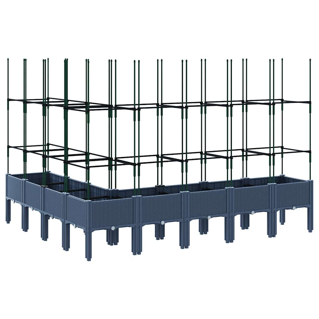 Vaso/floreira de jardim c/ treliça 200x160x142,5 cm PP cinzento azul