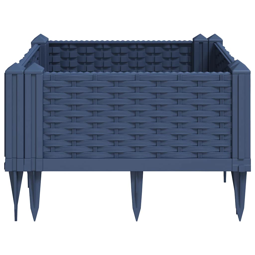 Vaso/floreira de jardim c/ estacas 42,5x42,5x28,5cm PP cinzento azul