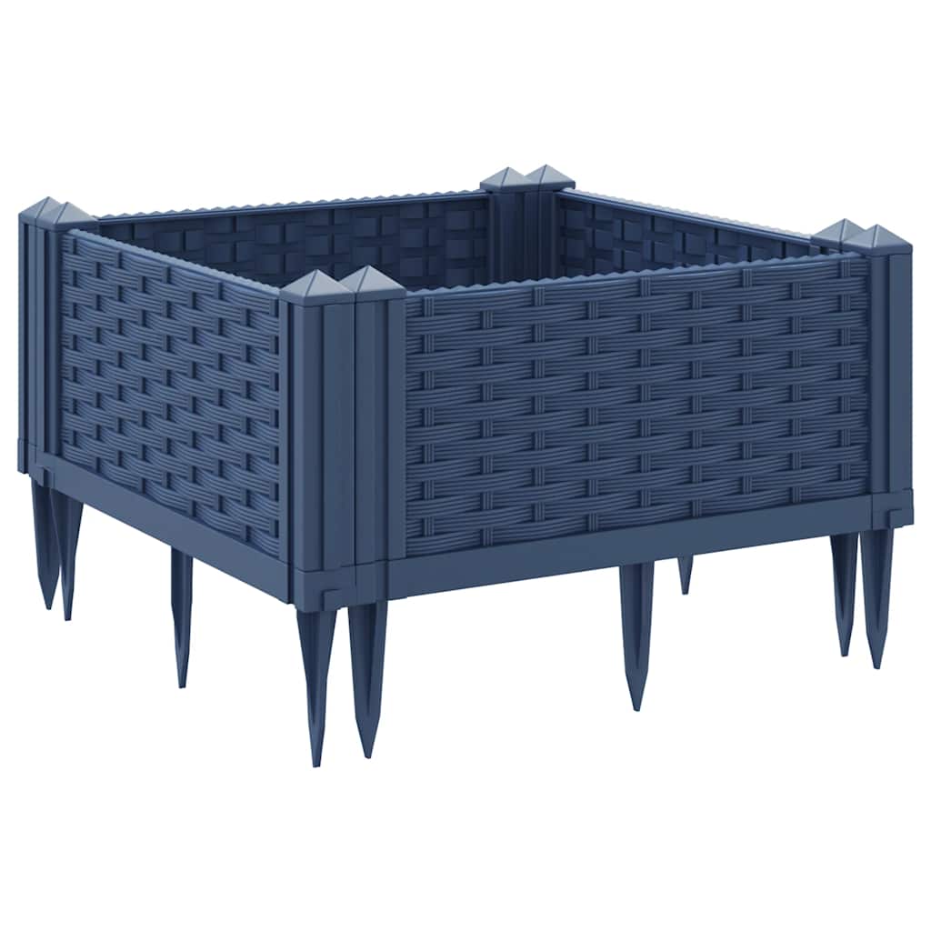 Vaso/floreira de jardim c/ estacas 42,5x42,5x28,5cm PP cinzento azul