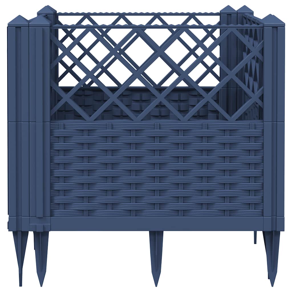 Vaso/floreira de jardim c/ estacas 43,5x43,5x43,5cm PP cinzento azul