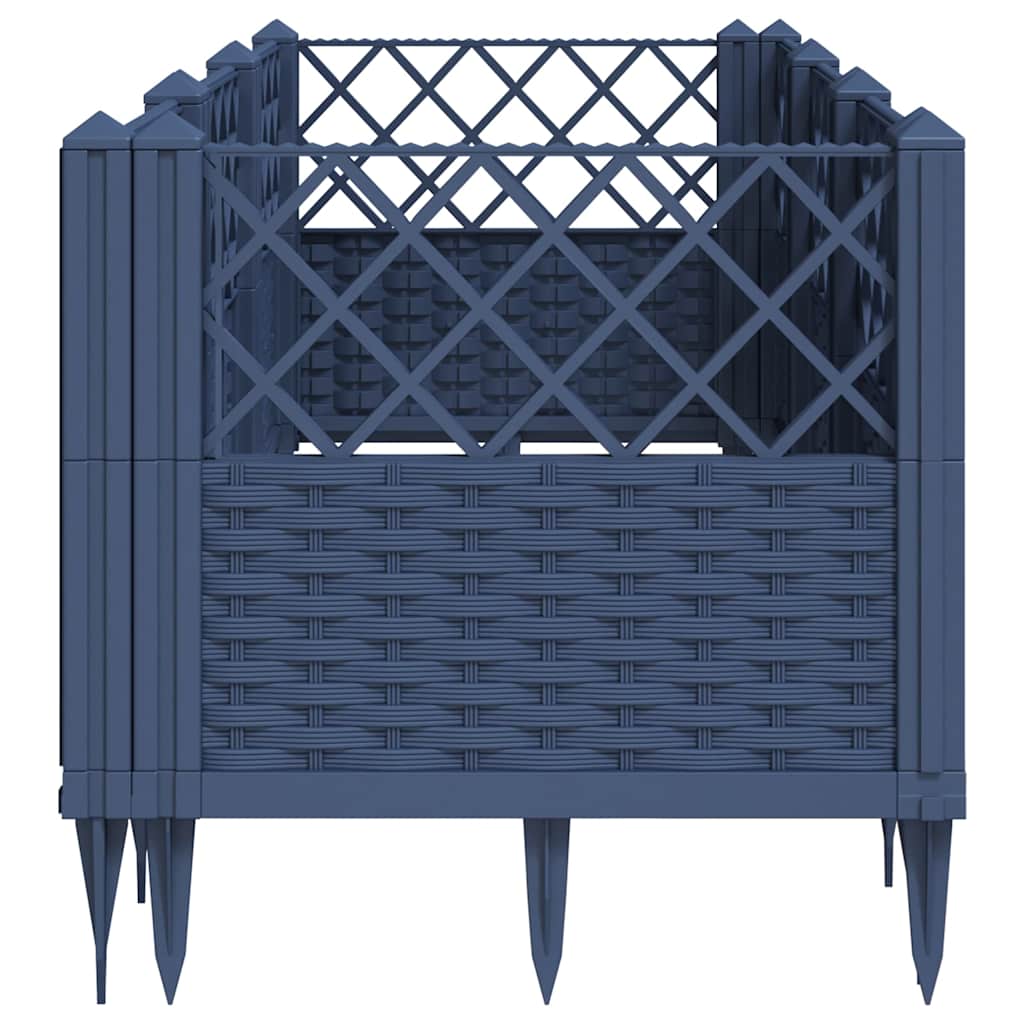 Vaso/floreira de jardim c/ estacas 123,5x43,5x43,5 cm PP cinzento azul