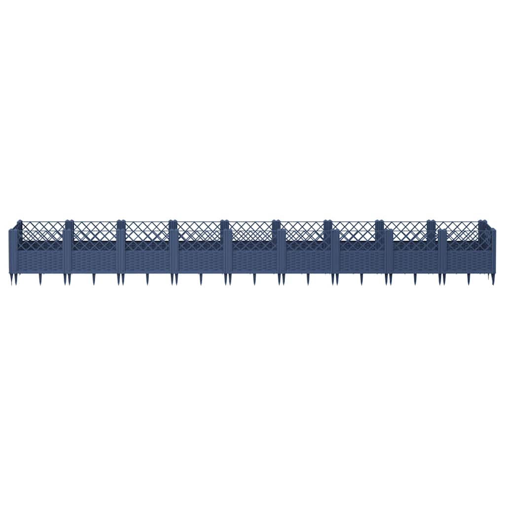 Vaso/floreira de jardim c/ estacas 363,5x43,5x43,5 cm PP cinzento azul