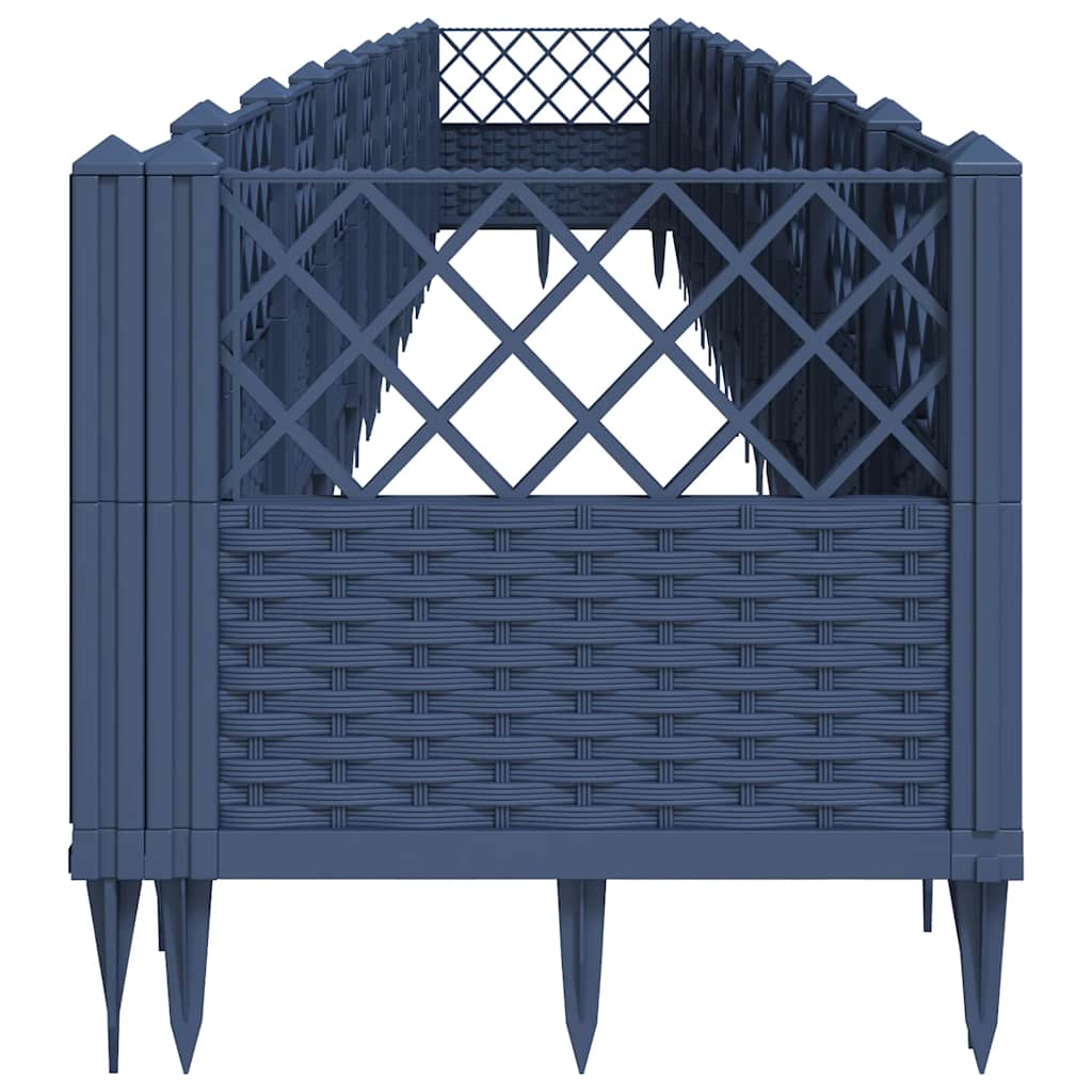 Vaso/floreira de jardim c/ estacas 363,5x43,5x43,5 cm PP cinzento azul