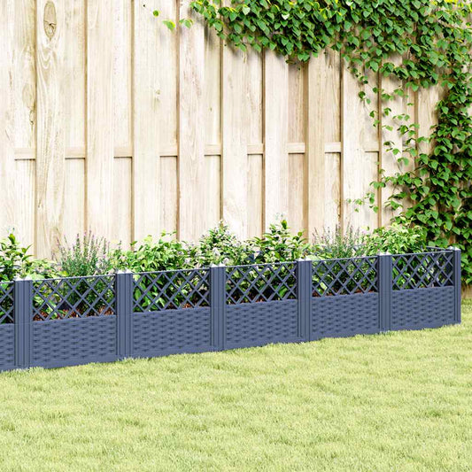 Vaso/floreira de jardim c/ estacas 363,5x43,5x43,5 cm PP cinzento azul