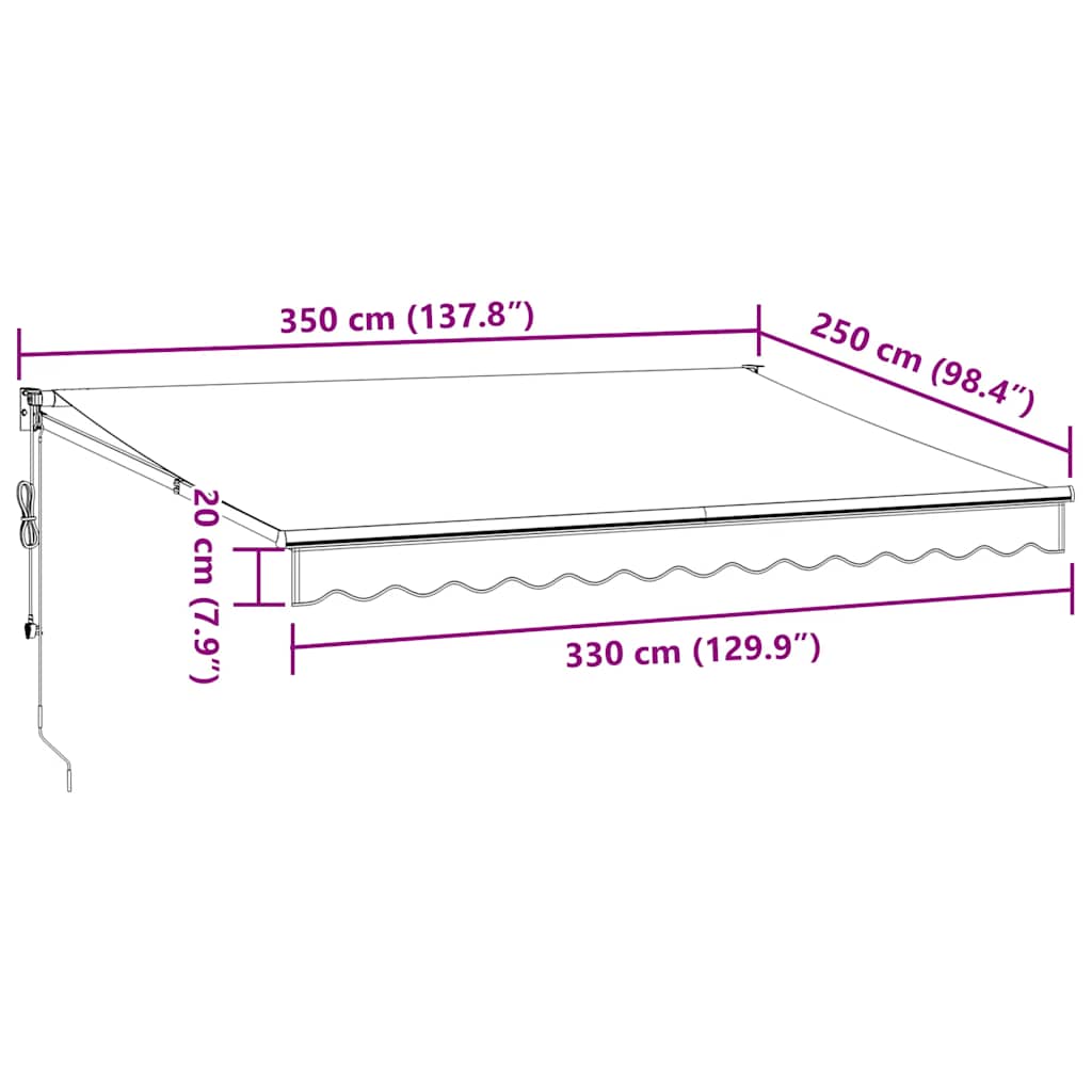 Toldo retrátil automático 350x250 cm bordô