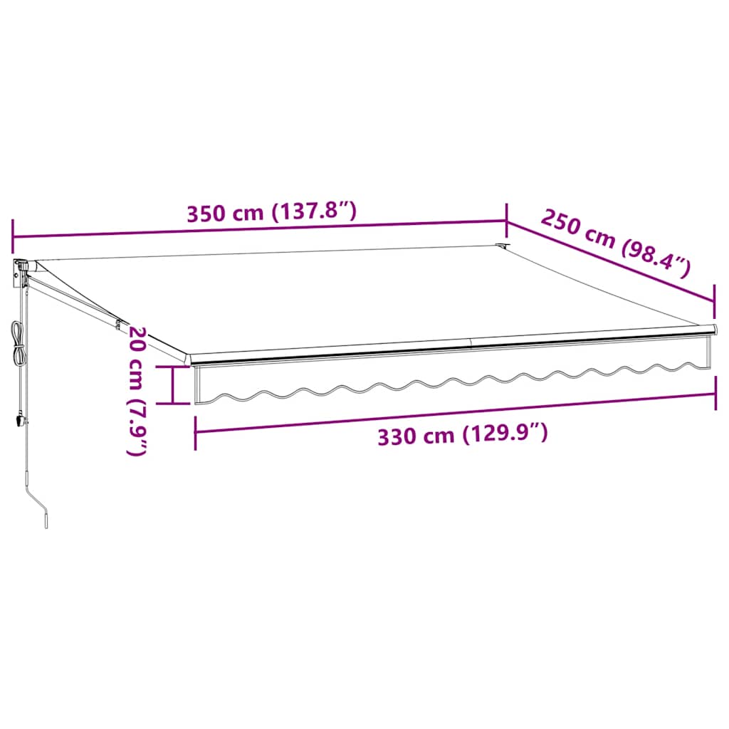 Toldo retrátil automático 350x250 cm bordô