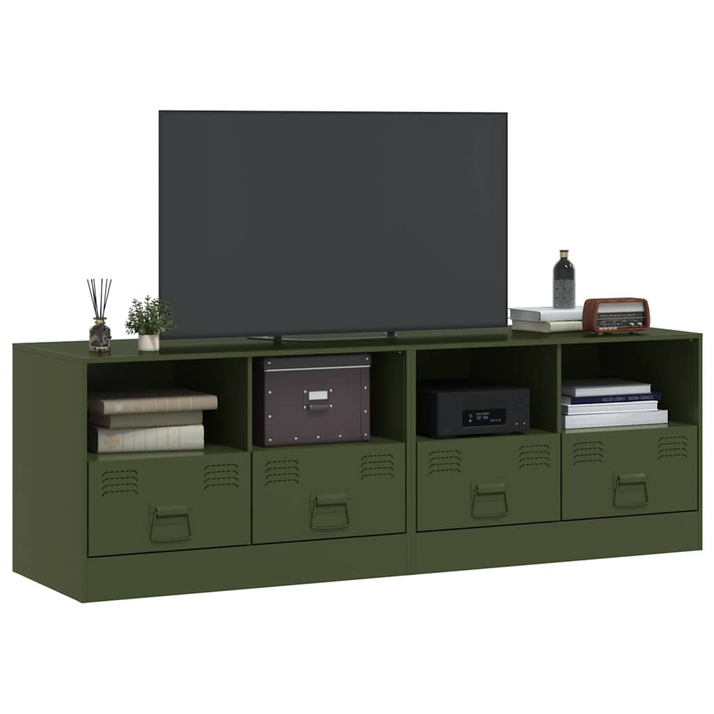 Móveis de TV aço verde azeitona, 2 pcs