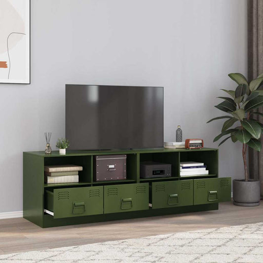 Móveis de TV aço verde azeitona, 2 pcs