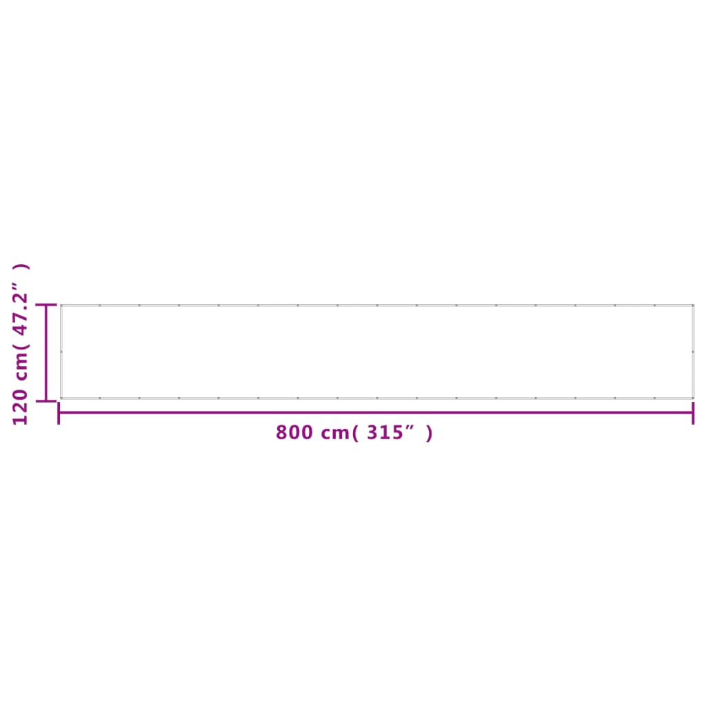 Tela de varanda 120x800 cm 100% poliéster oxford branco