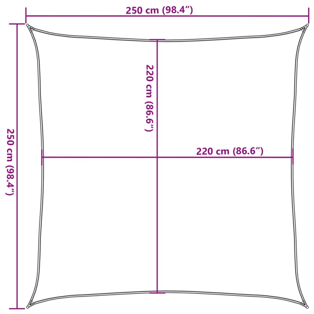 Para-sol estilo vela 2,5x2,5m oxford 100% poliéster cinza-claro