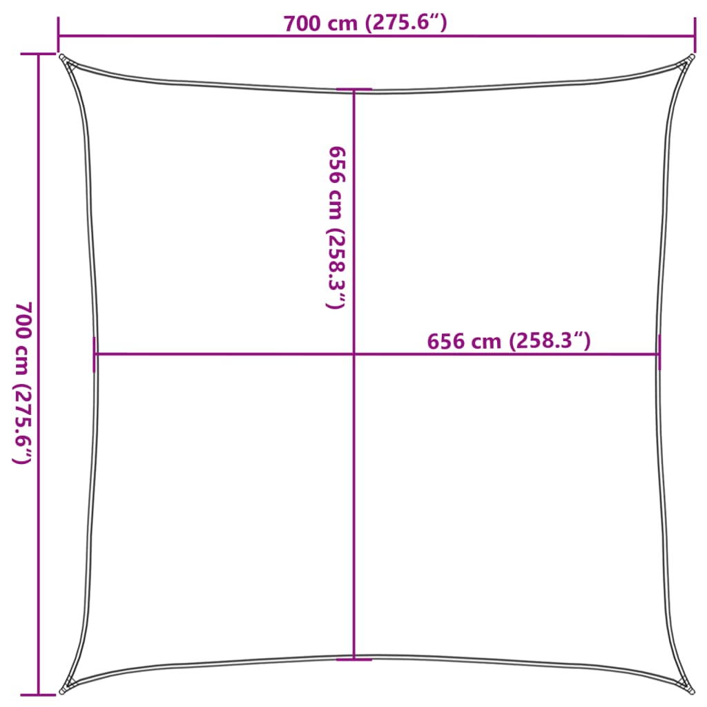 Para-sol estilo vela 7x7 m oxford 100% poliéster cor areia