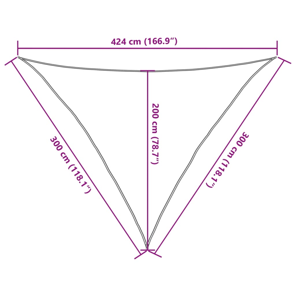 Para-sol estilo vela 3x3x4,24 m oxford poliéster cinzento-claro