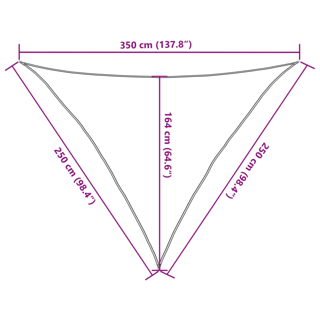 Para-sol estilo vela 2,5x2,5x3,5 m oxford poliéster cor areia