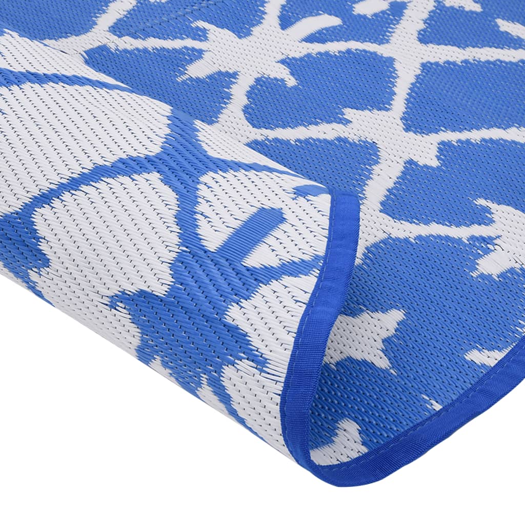 Tapete de exterior Ø160 cm ARAKIL PP azul e branco