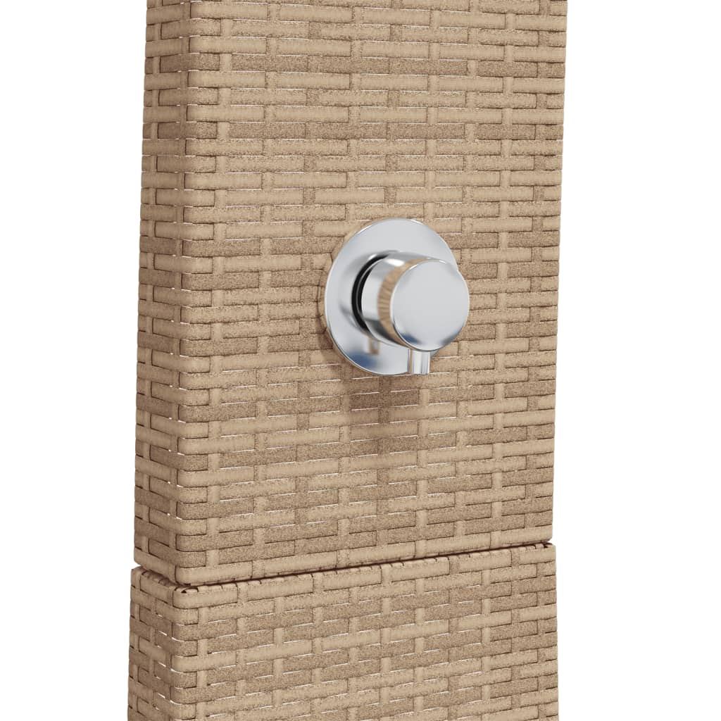 Chuveiro de exterior 55x60x224 cm vime PE/madeira acácia bege