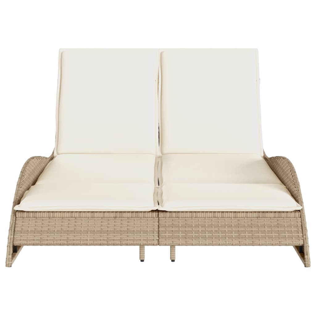Espreguiçadeira com almofadões 114x205x73 cm vime PE bege