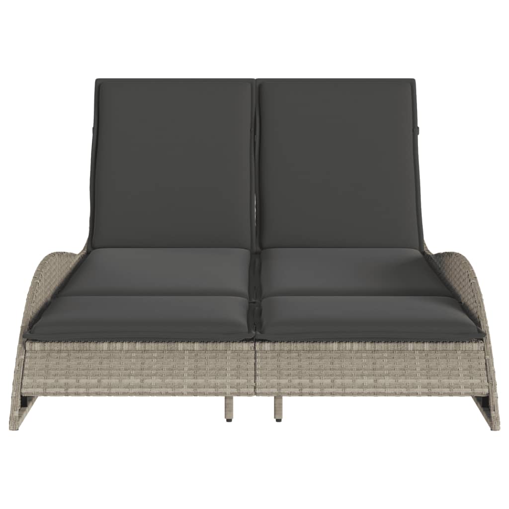 Espreguiçadeira c/ almofadões 114x205x73 cm vime PE cinza-claro