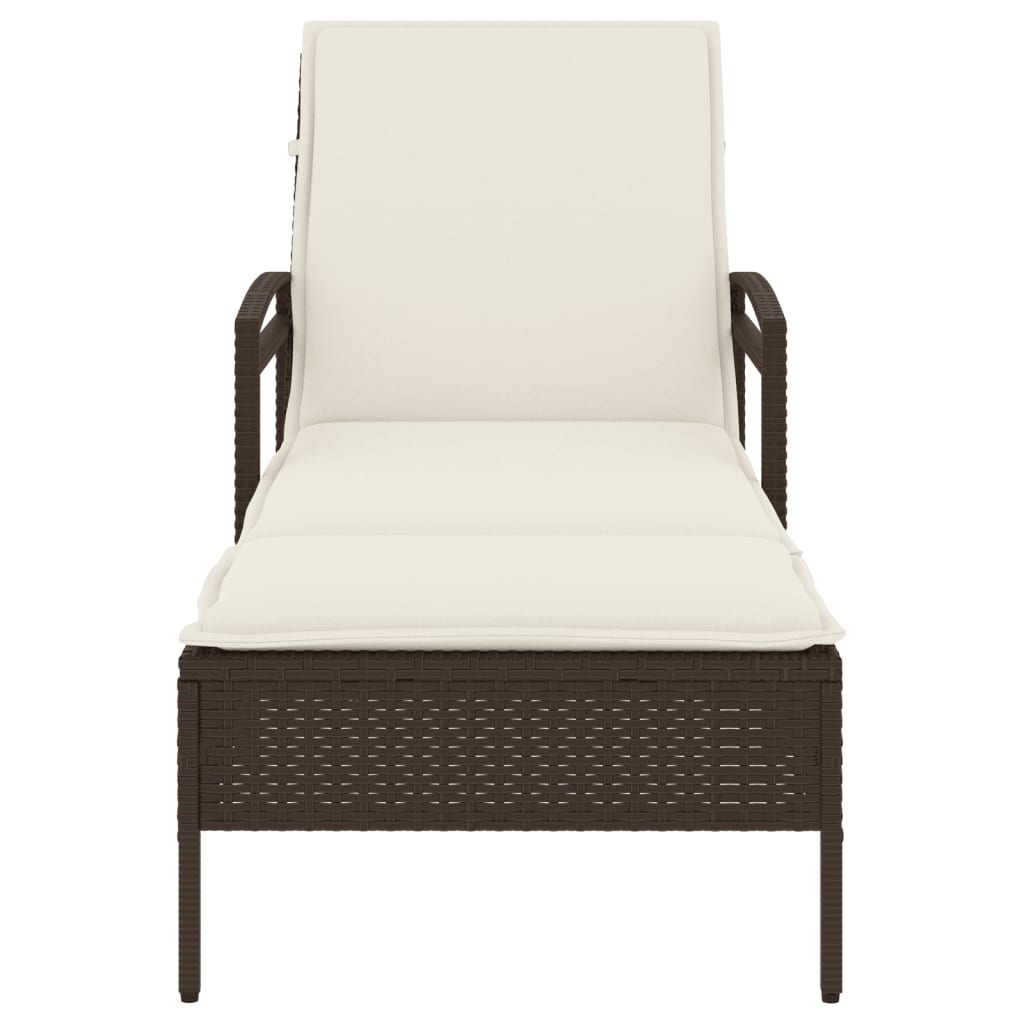 Espreguiçadeira com almofadão 63x200x81 cm vime PE castanho