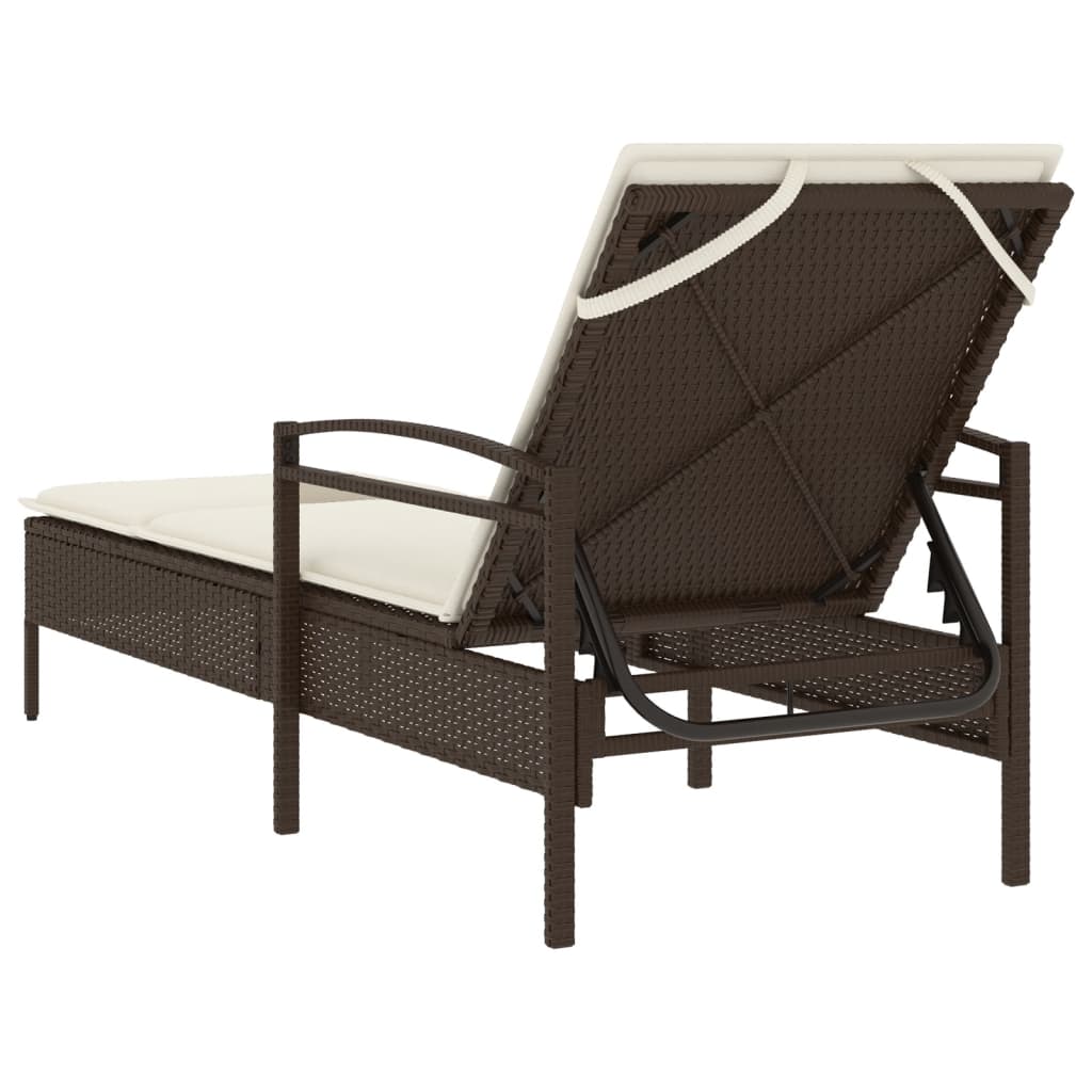 Espreguiçadeira com almofadão 63x200x81 cm vime PE castanho