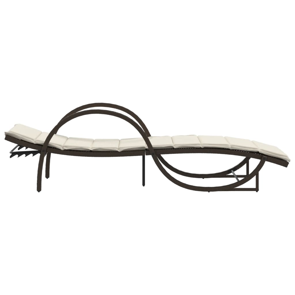 Espreguiçadeira com almofadão 60x199x42 cm vime PE castanho