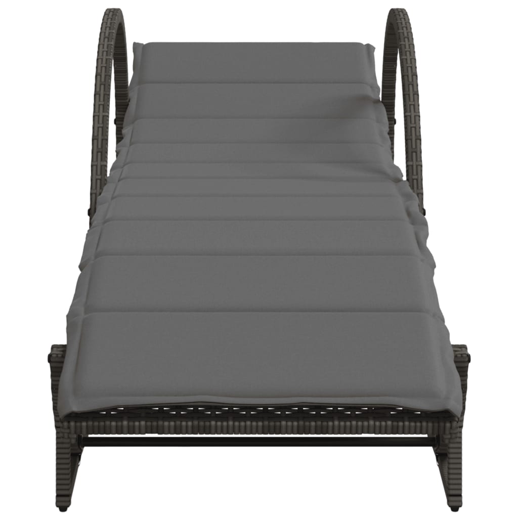 Espreguiçadeiras com mesa 2 pcs vime PE cinzento