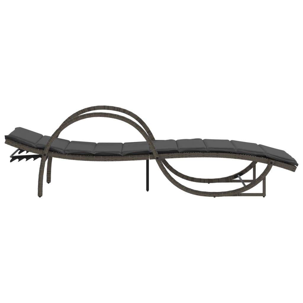 Espreguiçadeiras com mesa 2 pcs vime PE cinzento