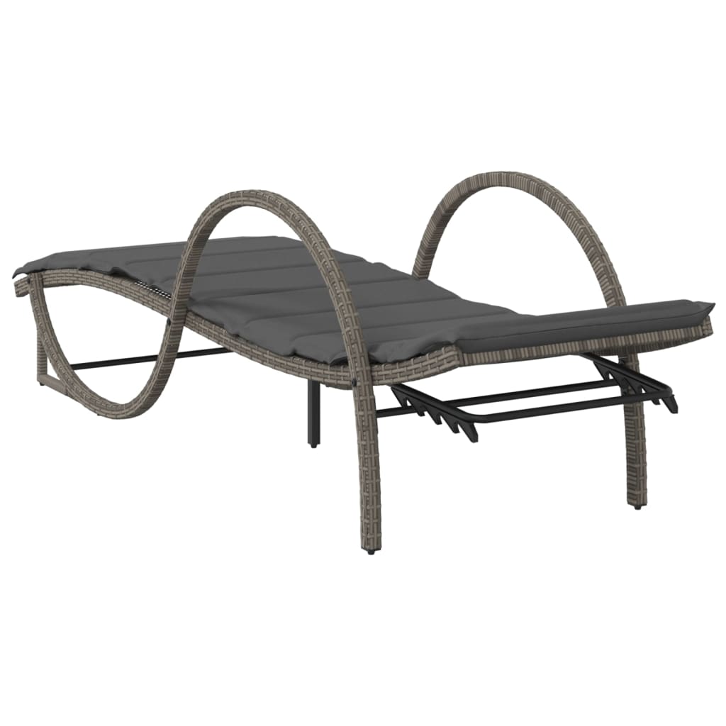 Espreguiçadeiras com mesa 2 pcs vime PE cinzento