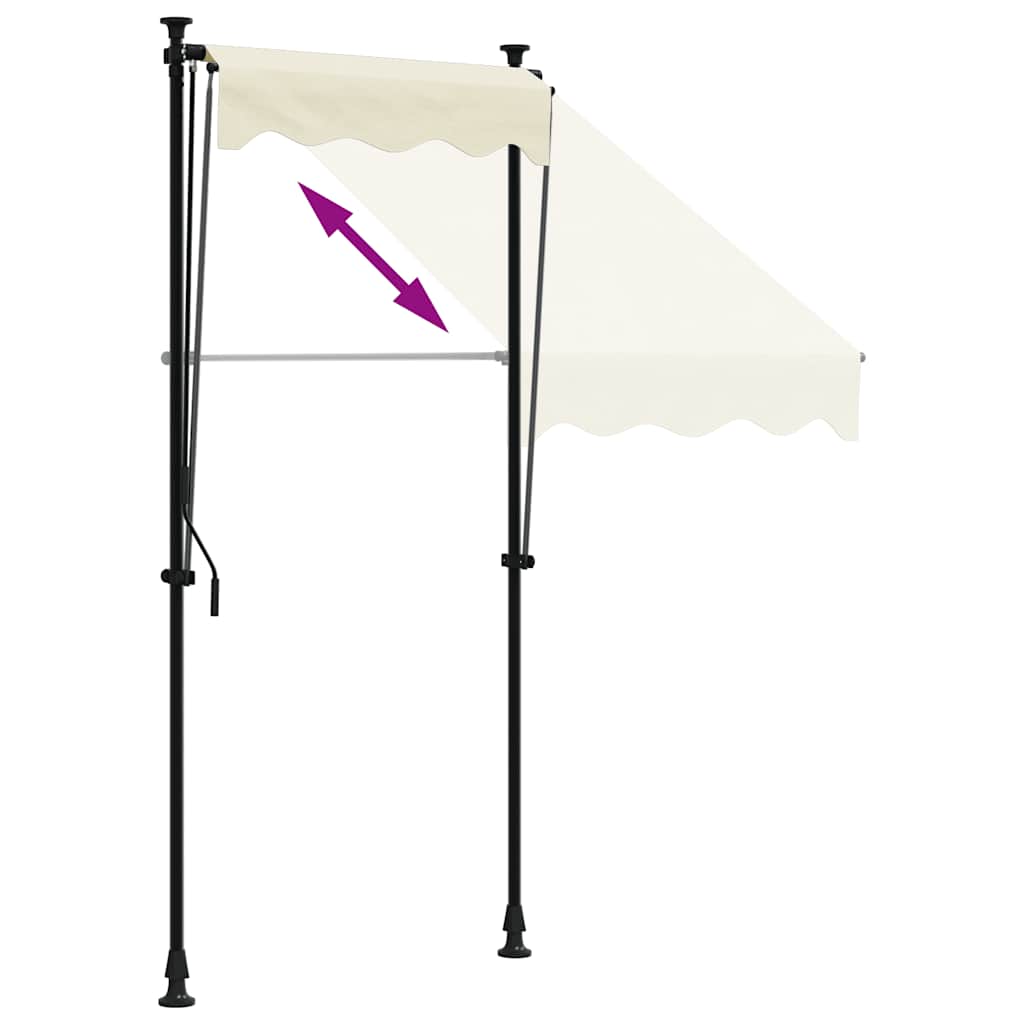 Toldo retrátil 100x150 cm tecido e aço cor creme