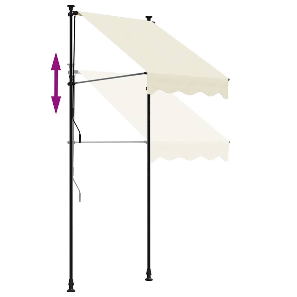 Toldo retrátil 100x150 cm tecido e aço cor creme