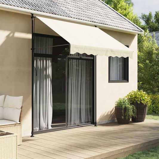 Toldo retrátil 200x115 cm tecido e aço cor creme