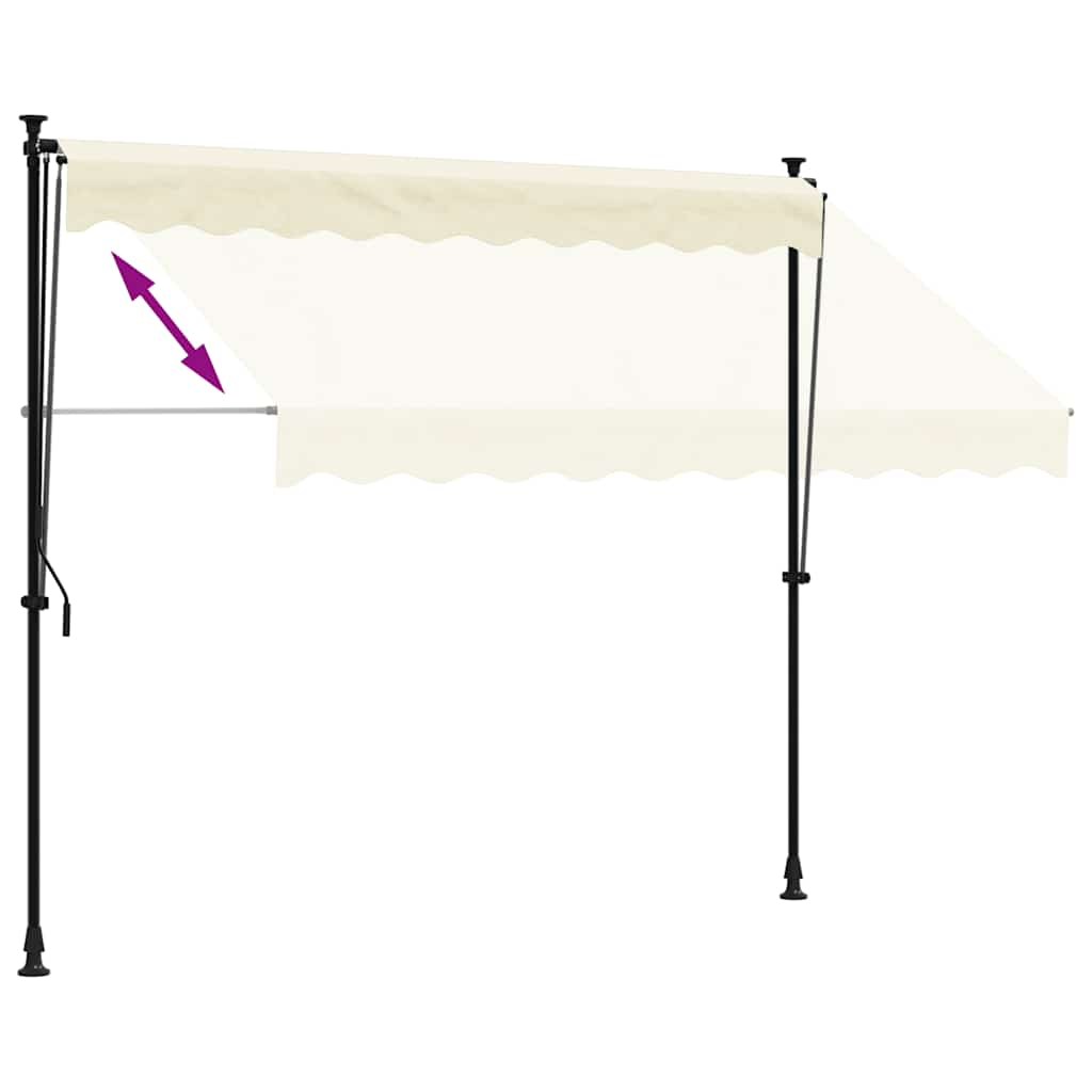 Toldo retrátil 250x150 cm tecido e aço cor creme