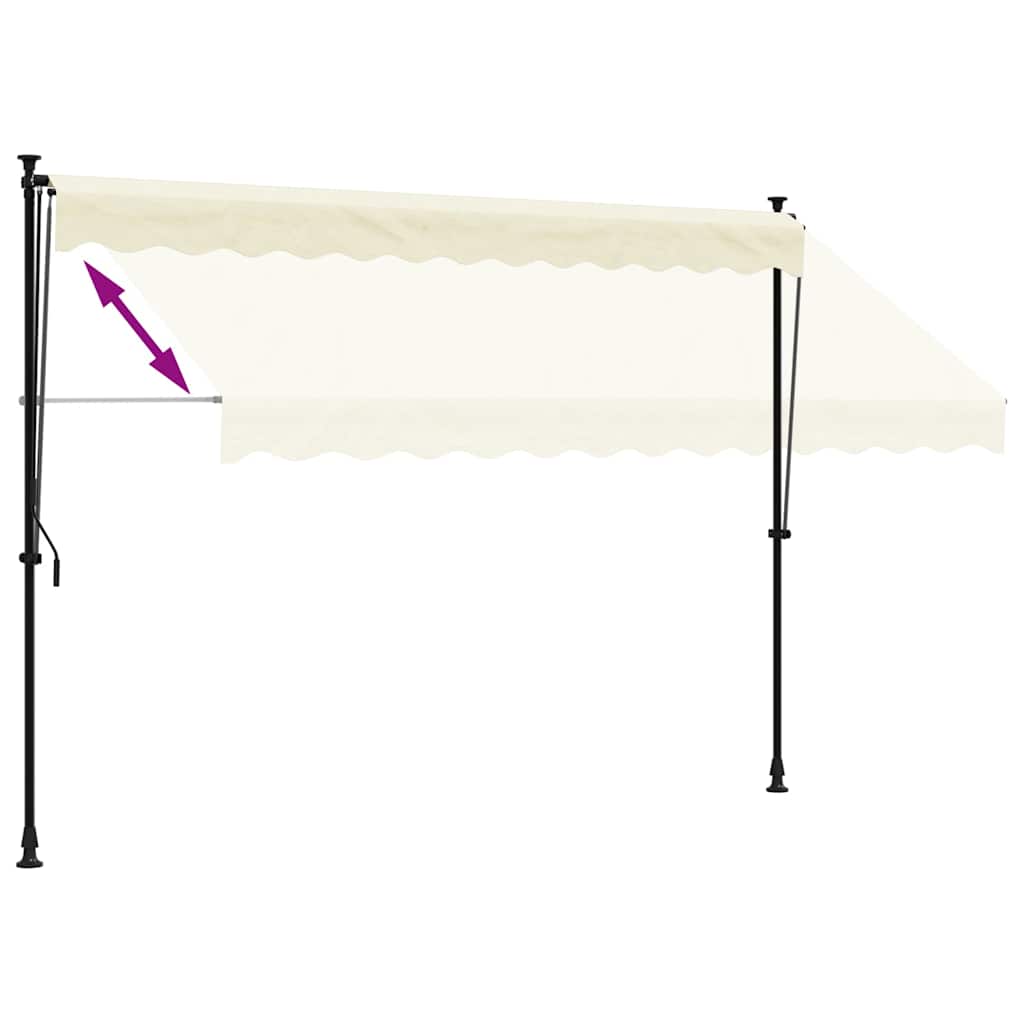Toldo retrátil 300x150 cm tecido e aço cor creme
