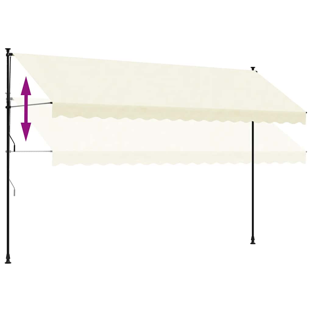 Toldo retrátil 400x150 cm tecido e aço cor creme