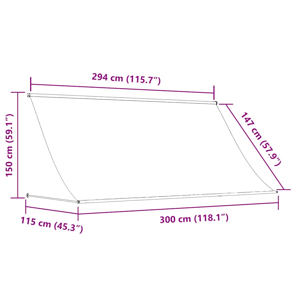 Toldo retrátil 300x150 cm tecido e aço cor creme
