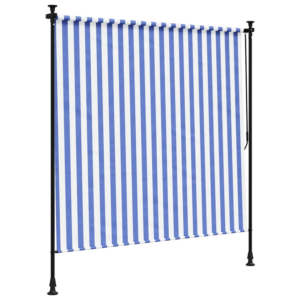 Estore de rolo para exterior 200x270cm tecido/aço azul e branco