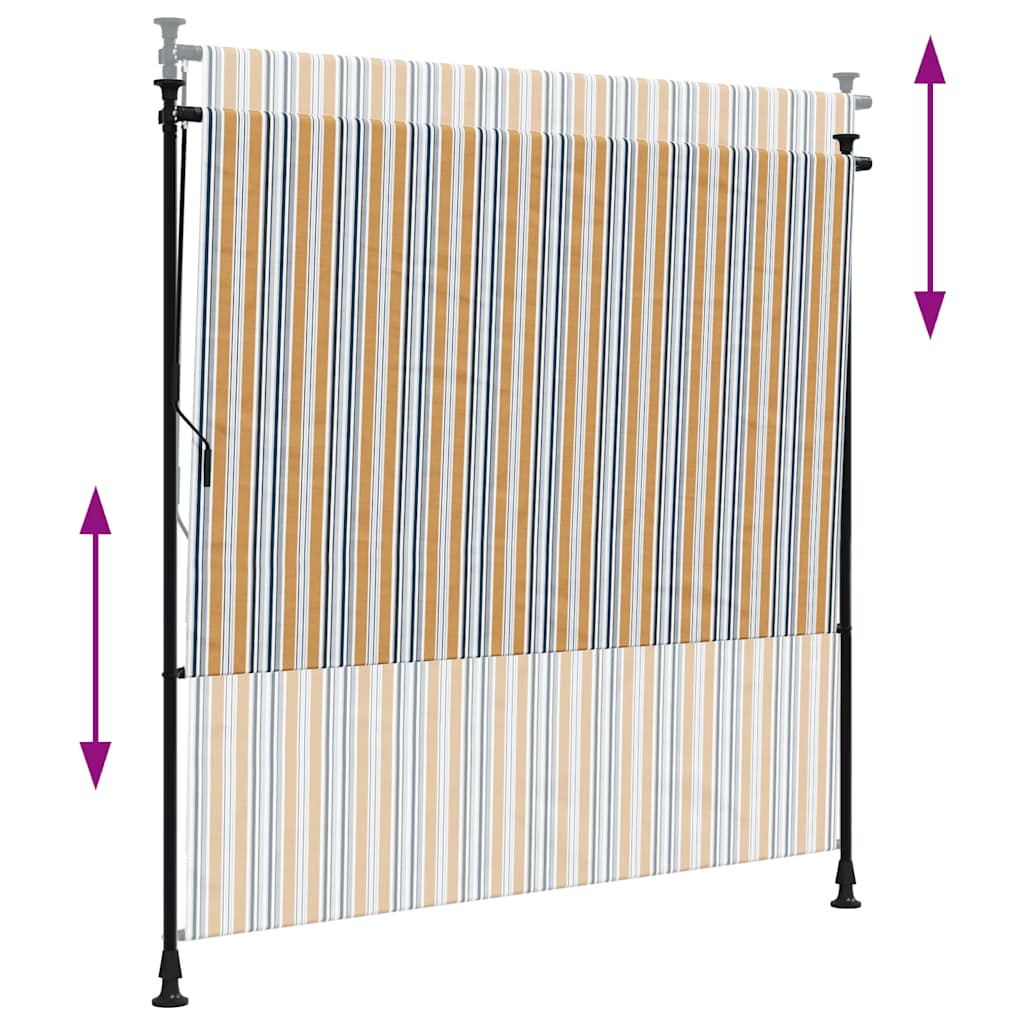 Estore de rolo exterior 150x270 cm tecido/aço amarelo e branco