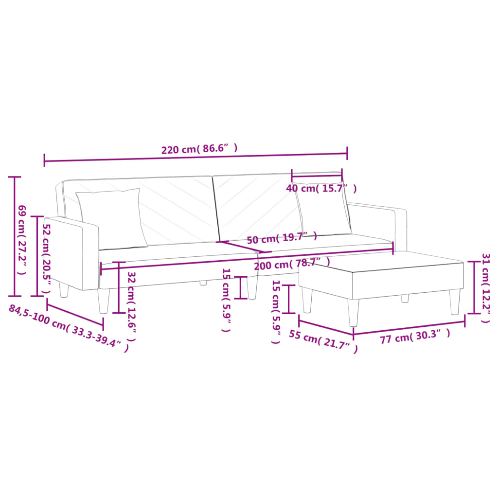 2 pcs conjunto de sofás com almofadas veludo amarelo