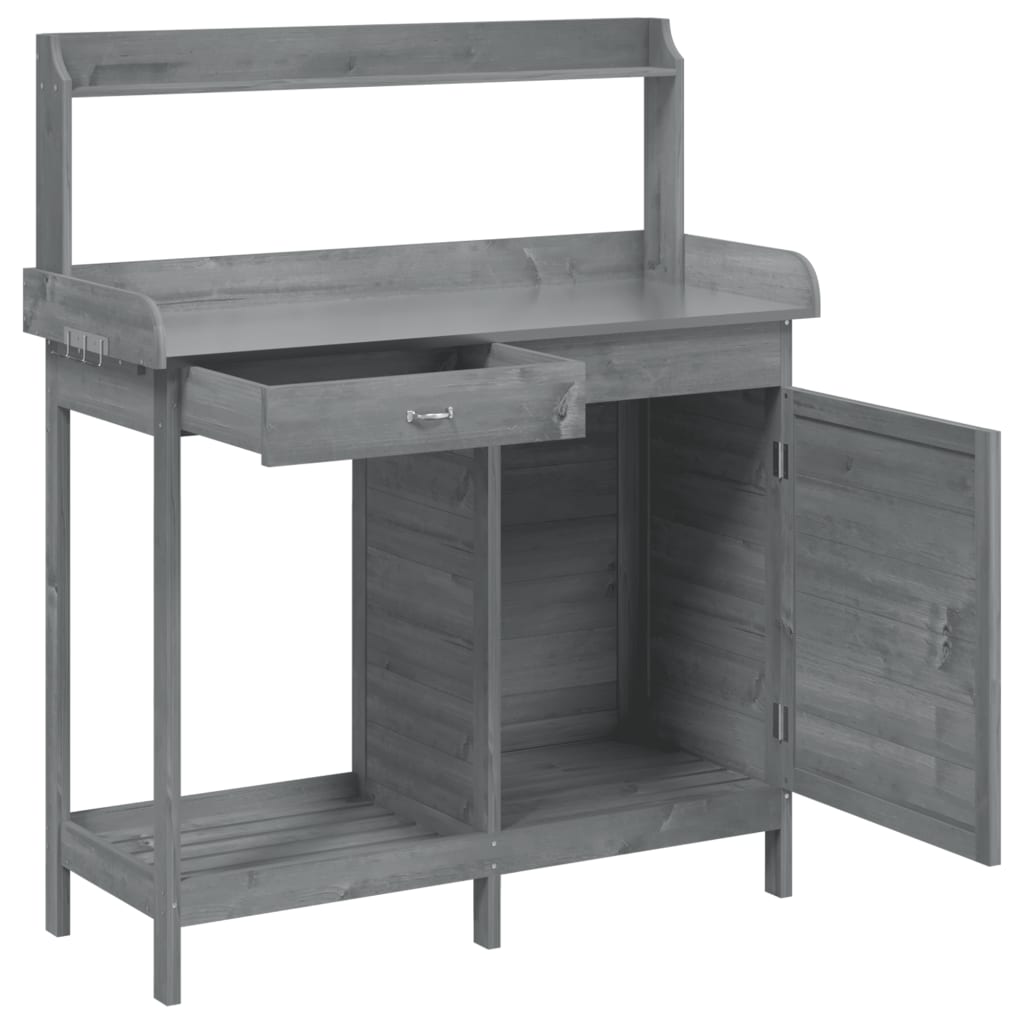 Mesa de cultivo c/ armário 110,5x45x124,5 cm abeto maciço cinza