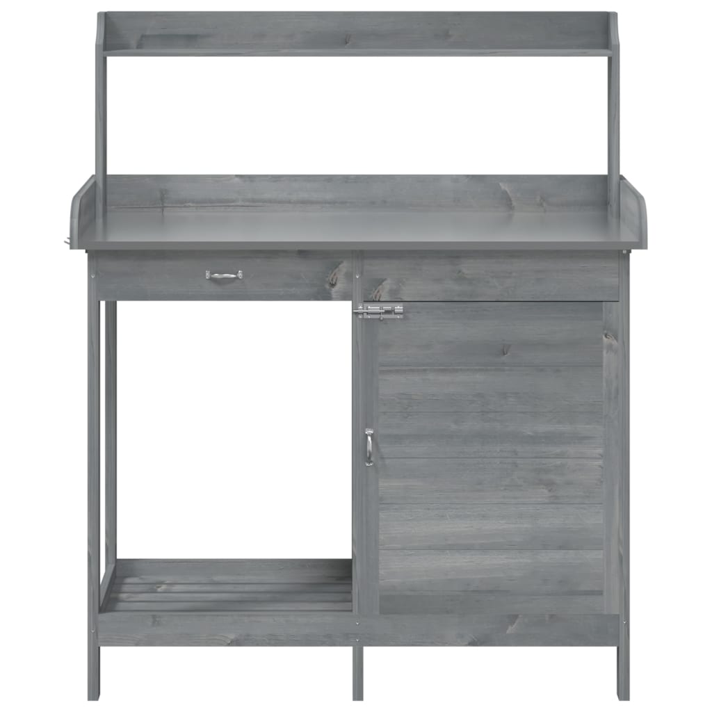 Mesa de cultivo c/ armário 110,5x45x124,5 cm abeto maciço cinza