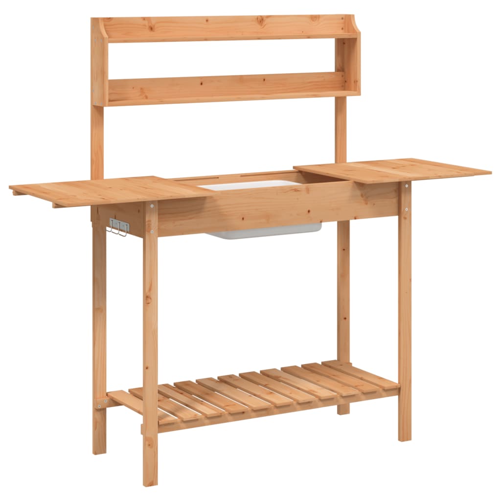 Mesa de cultivo com pia 147,5x44x139,5 cm abeto maciço castanho